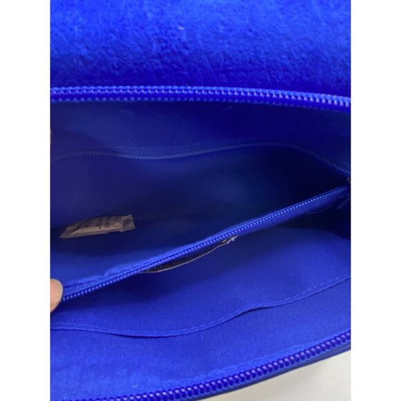 Royal Blue Quilted Velvet feel  Clutch Wristlet With Chain Strap & Turn Lock Clo - Picture 14 of 15